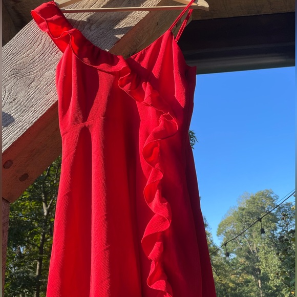 NWT Red Mini Dress with Ruffle Detail - Picture 5 of 11